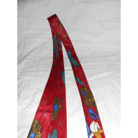 Vintage Disney Mickey Mouse Donald Duck Painting Music Tie Necktie Mens Red Blue - Picture 7 of 7
